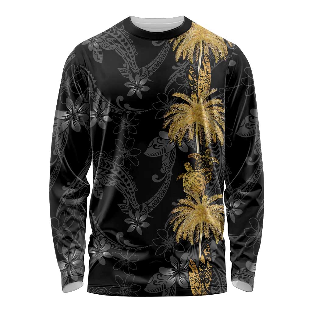 Hawaiian Honu And Surfboards Long Sleeve Shirt Gold Style - Polynesian Pride