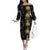 Hawaiian Honu And Surfboards Off The Shoulder Long Sleeve Dress Gold Style - Polynesian Pride