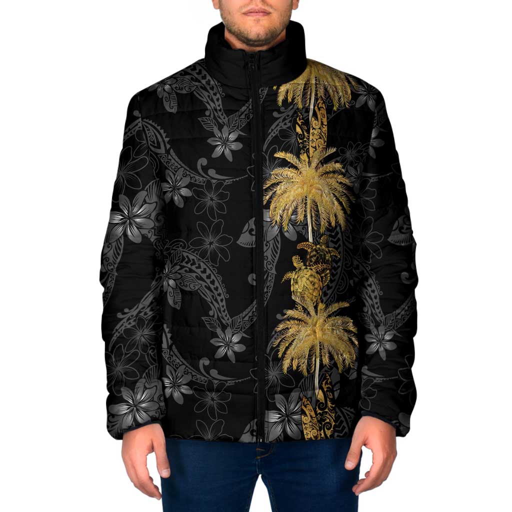 Hawaiian Honu And Surfboards Padded Jacket Gold Style - Polynesian Pride