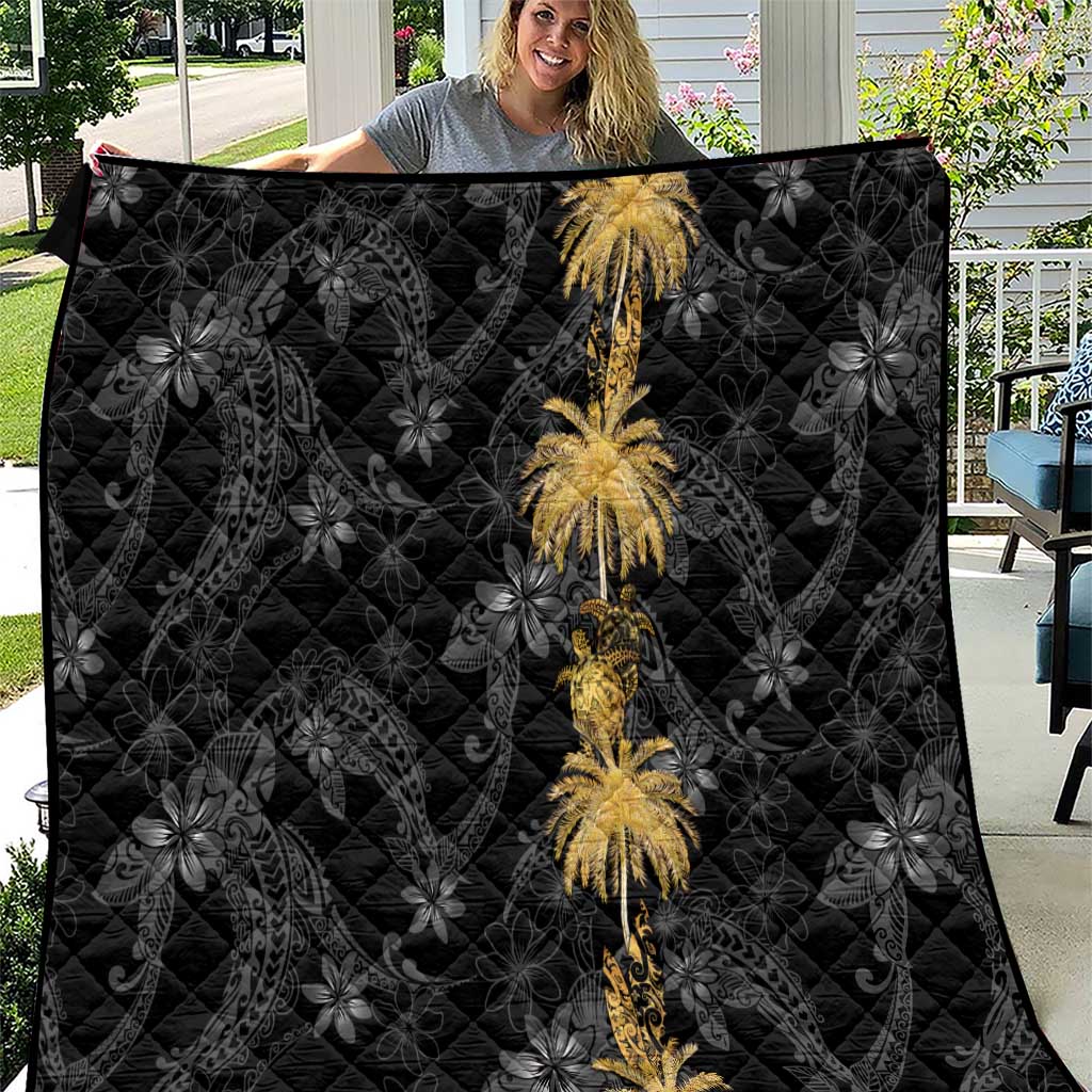 Hawaiian Honu And Surfboards Quilt Gold Style - Polynesian Pride