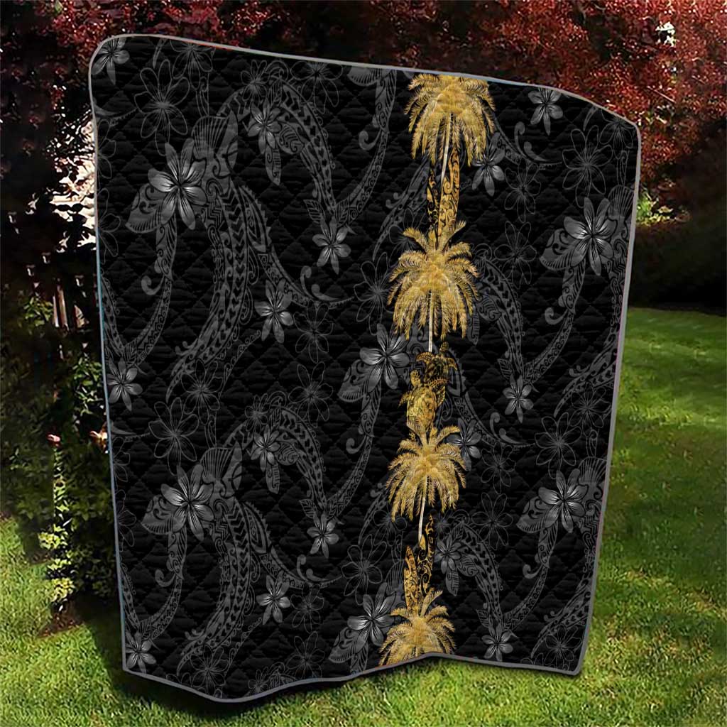 Hawaiian Honu And Surfboards Quilt Gold Style - Polynesian Pride