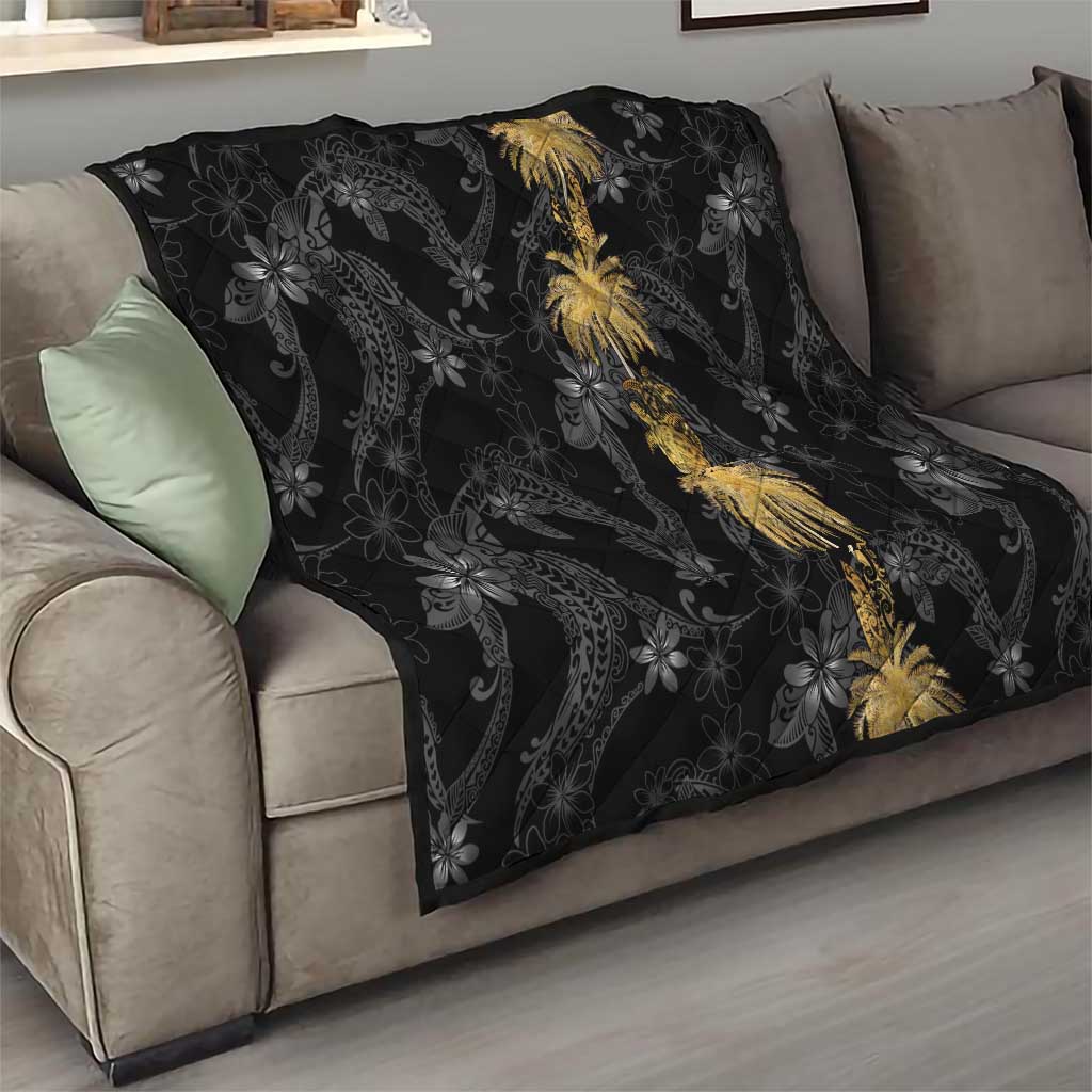 Hawaiian Honu And Surfboards Quilt Gold Style - Polynesian Pride