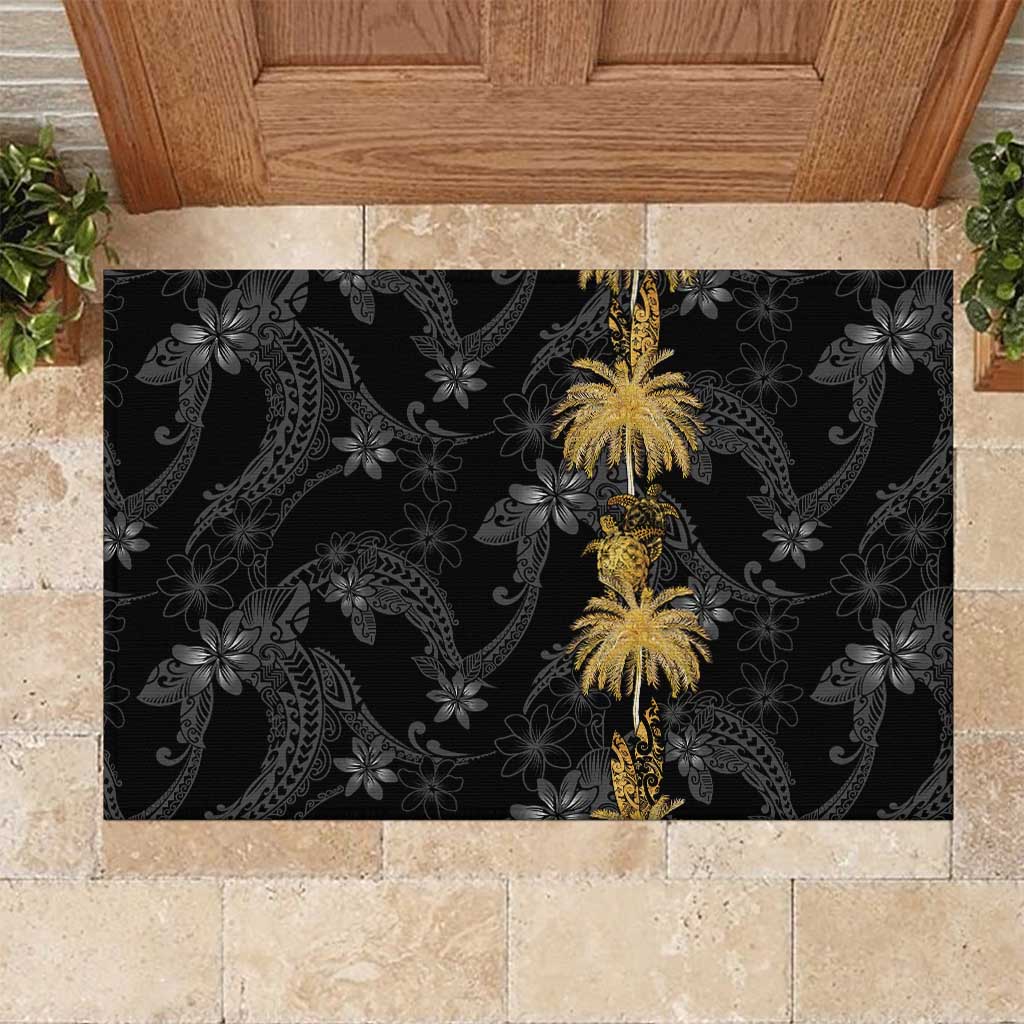 Hawaiian Honu And Surfboards Rubber Doormat Gold Style - Polynesian Pride