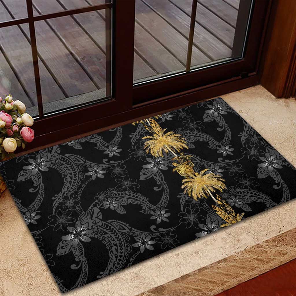 Hawaiian Honu And Surfboards Rubber Doormat Gold Style - Polynesian Pride