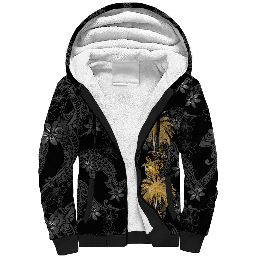 Hawaiian Honu And Surfboards Sherpa Hoodie Gold Style - Polynesian Pride