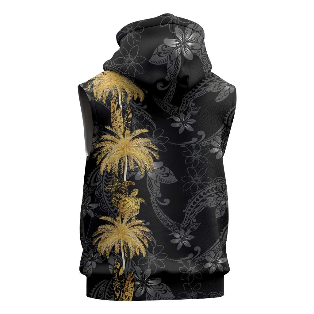 Hawaiian Honu And Surfboards Sleeveless Zip Hoodie Gold Style - Polynesian Pride
