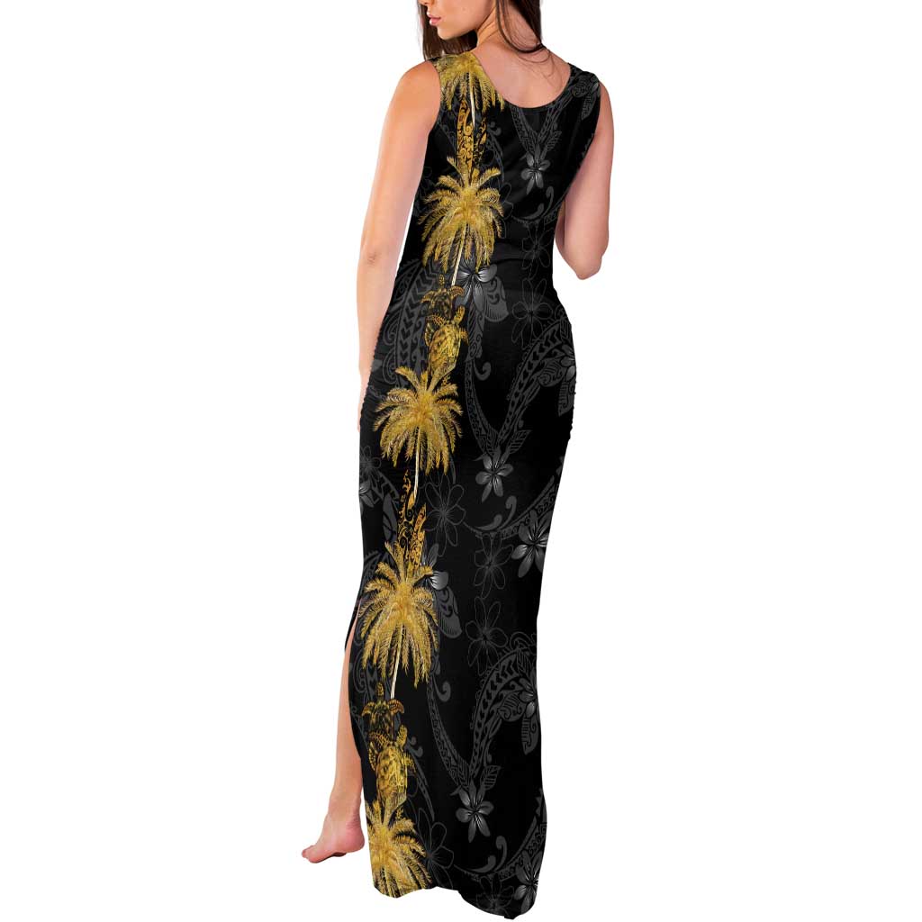 Hawaiian Honu And Surfboards Tank Maxi Dress Gold Style - Polynesian Pride