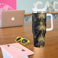 Hawaiian Honu And Surfboards Tumbler With Handle Gold Style - Polynesian Pride
