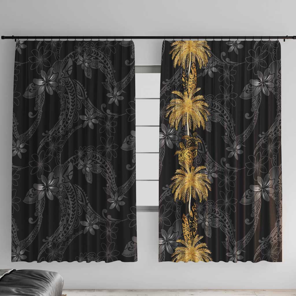 Hawaiian Honu And Surfboards Window Curtain Gold Style - Polynesian Pride