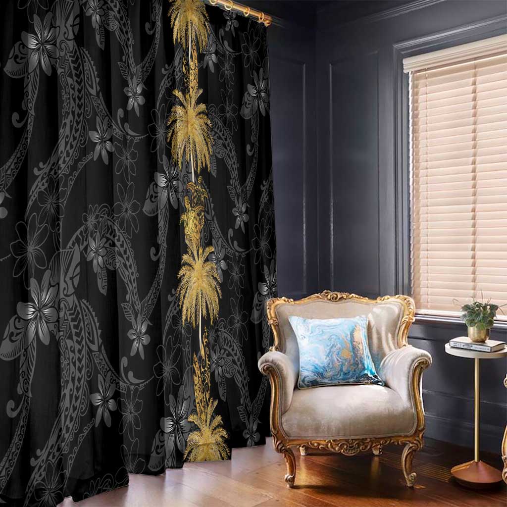 Hawaiian Honu And Surfboards Window Curtain Gold Style - Polynesian Pride