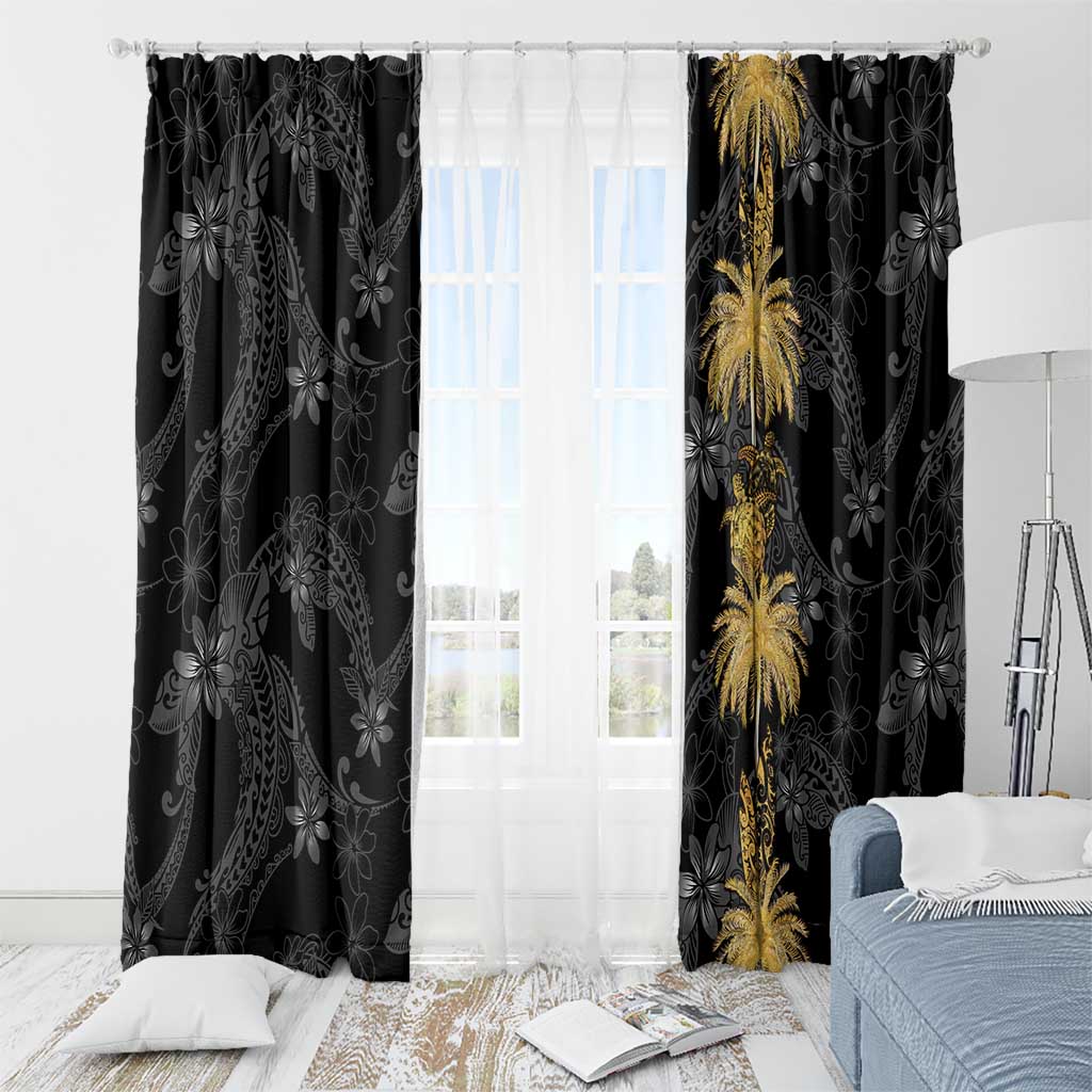 Hawaiian Honu And Surfboards Window Curtain Gold Style - Polynesian Pride