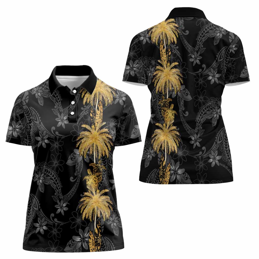Hawaiian Honu And Surfboards Women Polo Shirt Gold Style LT05 - Polynesian Pride