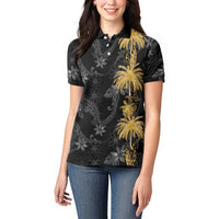 Hawaiian Honu And Surfboards Women Polo Shirt Gold Style LT05 - Polynesian Pride