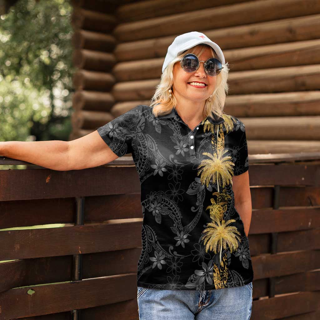 Hawaiian Honu And Surfboards Women Polo Shirt Gold Style LT05 - Polynesian Pride