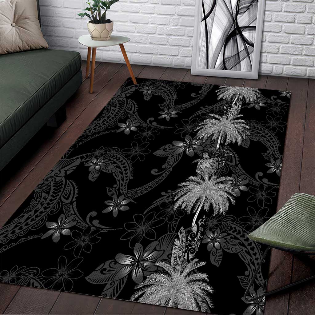 Hawaiian Honu And Surfboards Area Rug Silver Style - Polynesian Pride