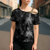 Hawaiian Honu And Surfboards Cross Shoulder Shirt Silver Style - Polynesian Pride