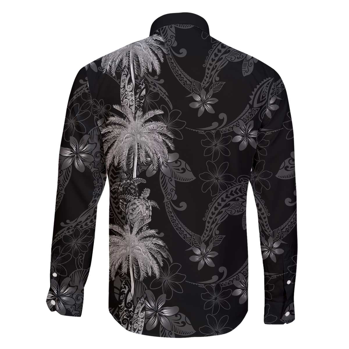 Hawaiian Honu And Surfboards Family Matching Off The Shoulder Long Sleeve Dress and Hawaiian Shirt Silver Style LT05 - Polynesian Pride
