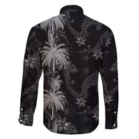 Hawaiian Honu And Surfboards Family Matching Off The Shoulder Long Sleeve Dress and Hawaiian Shirt Silver Style LT05 - Polynesian Pride