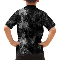 Hawaiian Honu And Surfboards Family Matching Off Shoulder Short Dress and Hawaiian Shirt Silver Style - Polynesian Pride