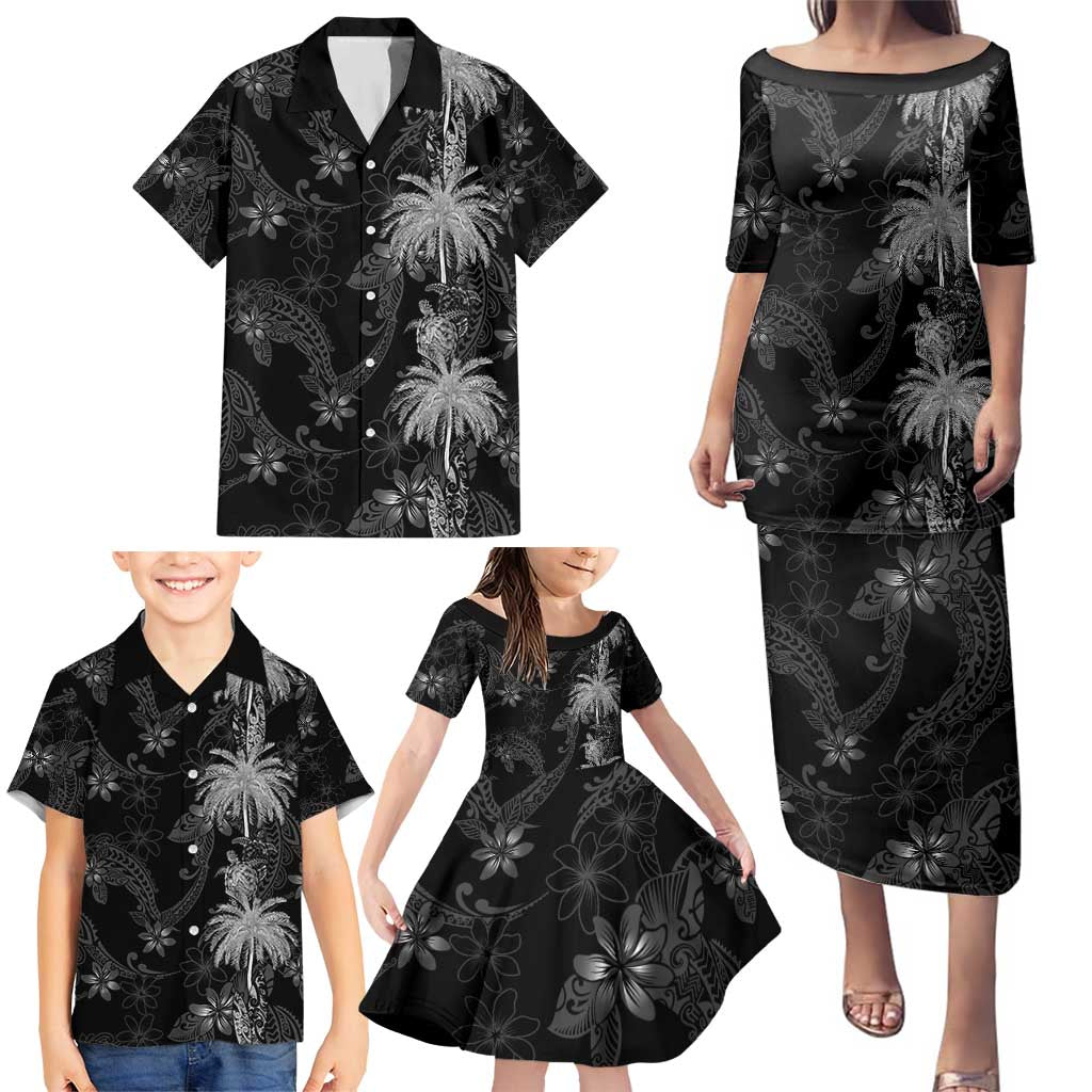 Hawaiian Honu And Surfboards Family Matching Puletasi and Hawaiian Shirt Silver Style - Polynesian Pride