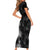 Hawaiian Honu And Surfboards Family Matching Short Sleeve Bodycon Dress and Hawaiian Shirt Silver Style - Polynesian Pride