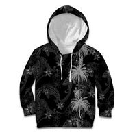 Hawaiian Honu And Surfboards Kid Hoodie Silver Style - Polynesian Pride