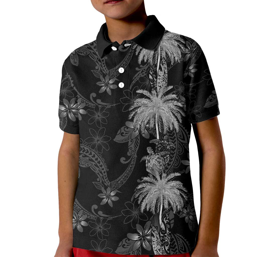 Hawaiian Honu And Surfboards Kid Polo Shirt Silver Style - Polynesian Pride