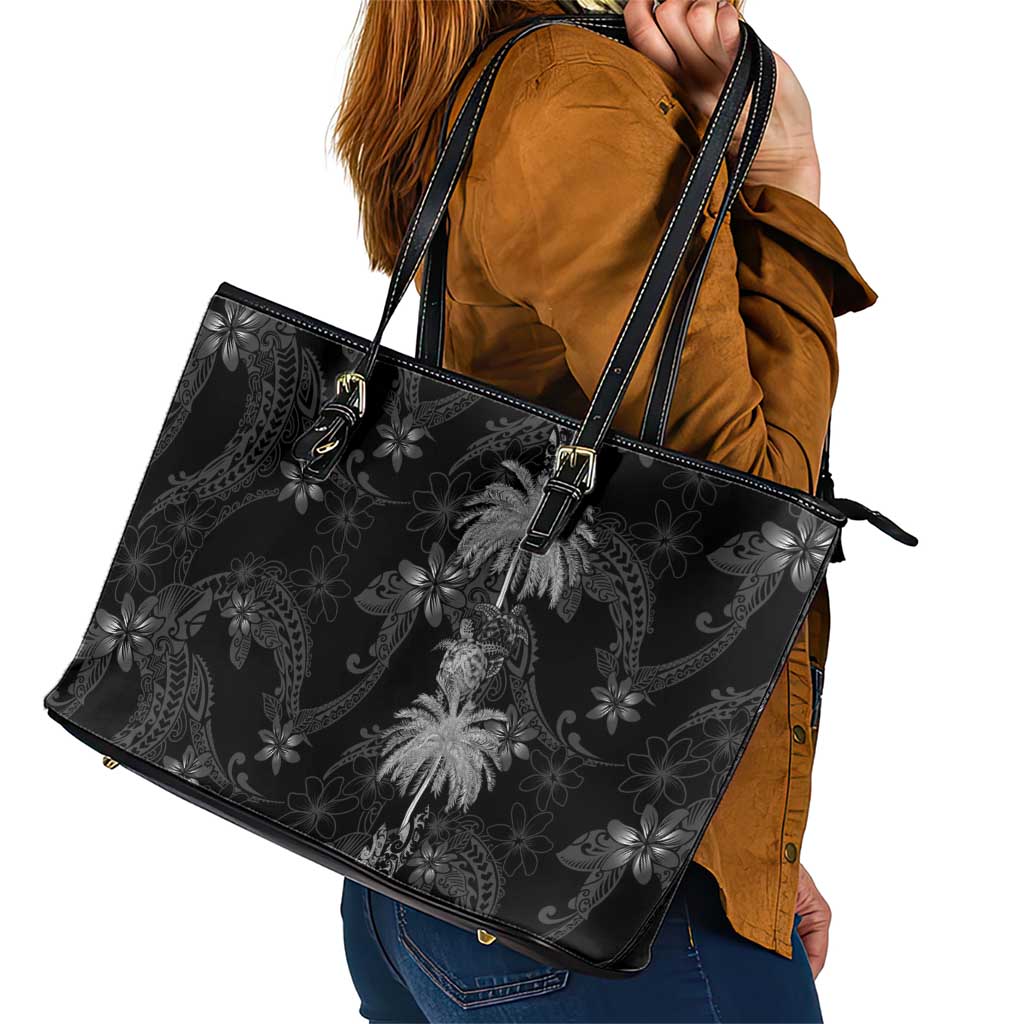 Hawaiian Honu And Surfboards Leather Tote Bag Silver Style - Polynesian Pride