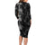 Hawaiian Honu And Surfboards Long Sleeve Bodycon Dress Silver Style - Polynesian Pride