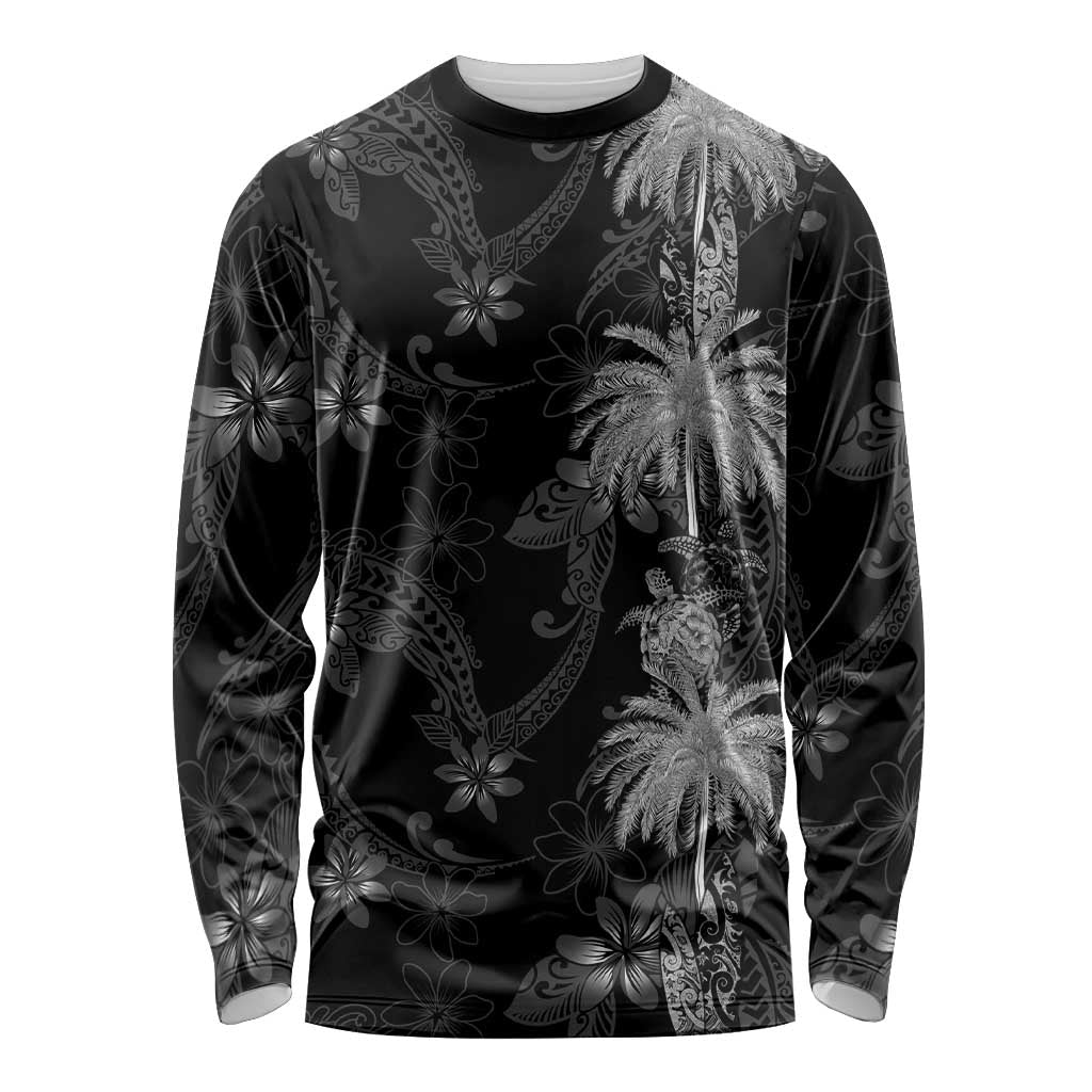 Hawaiian Honu And Surfboards Long Sleeve Shirt Silver Style - Polynesian Pride