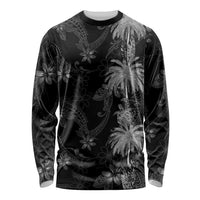 Hawaiian Honu And Surfboards Long Sleeve Shirt Silver Style - Polynesian Pride