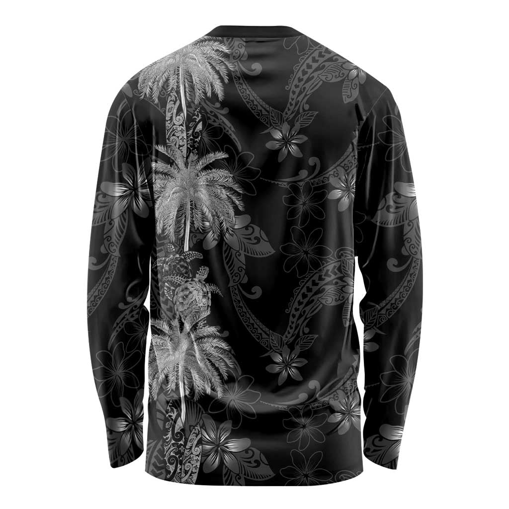 Hawaiian Honu And Surfboards Long Sleeve Shirt Silver Style - Polynesian Pride