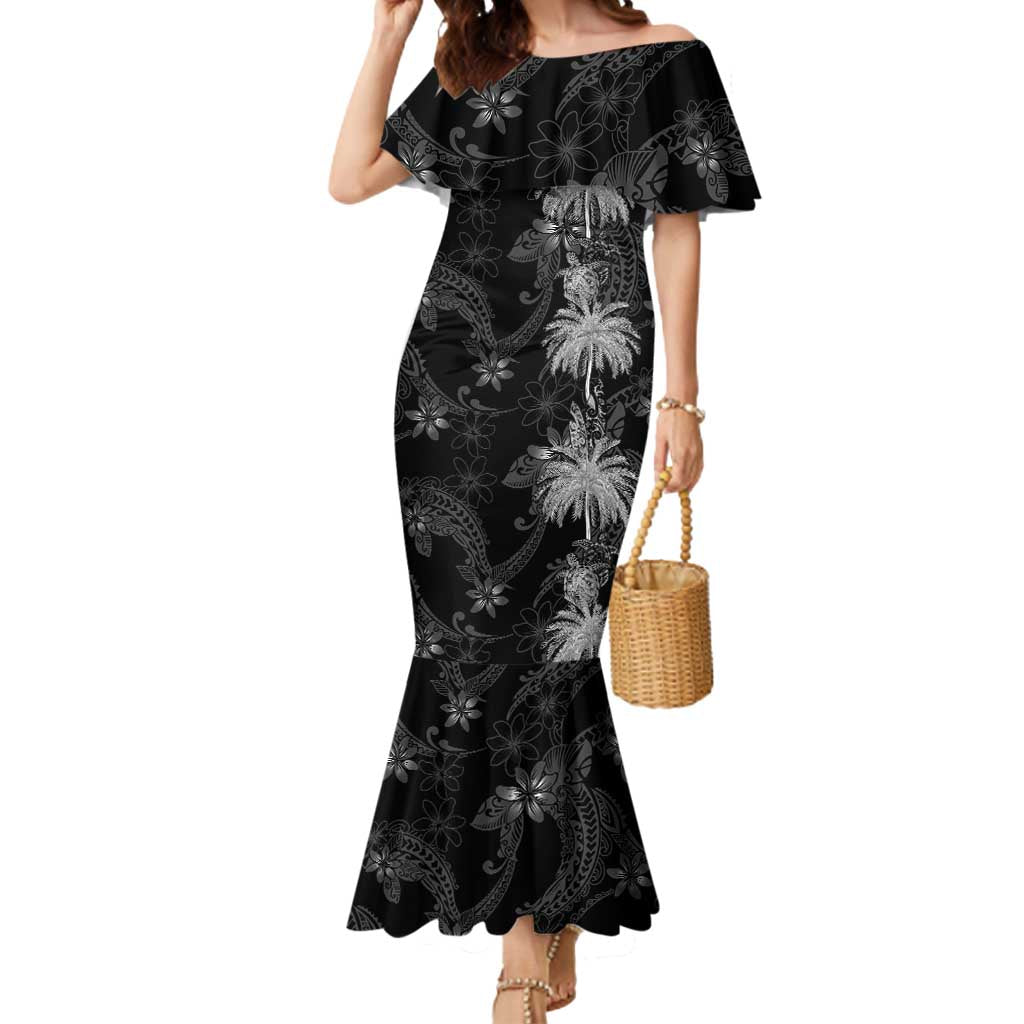 Hawaiian Honu And Surfboards Mermaid Dress Silver Style - Polynesian Pride