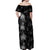 Hawaiian Honu And Surfboards Off Shoulder Maxi Dress Silver Style - Polynesian Pride
