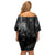 Hawaiian Honu And Surfboards Off Shoulder Short Dress Silver Style - Polynesian Pride