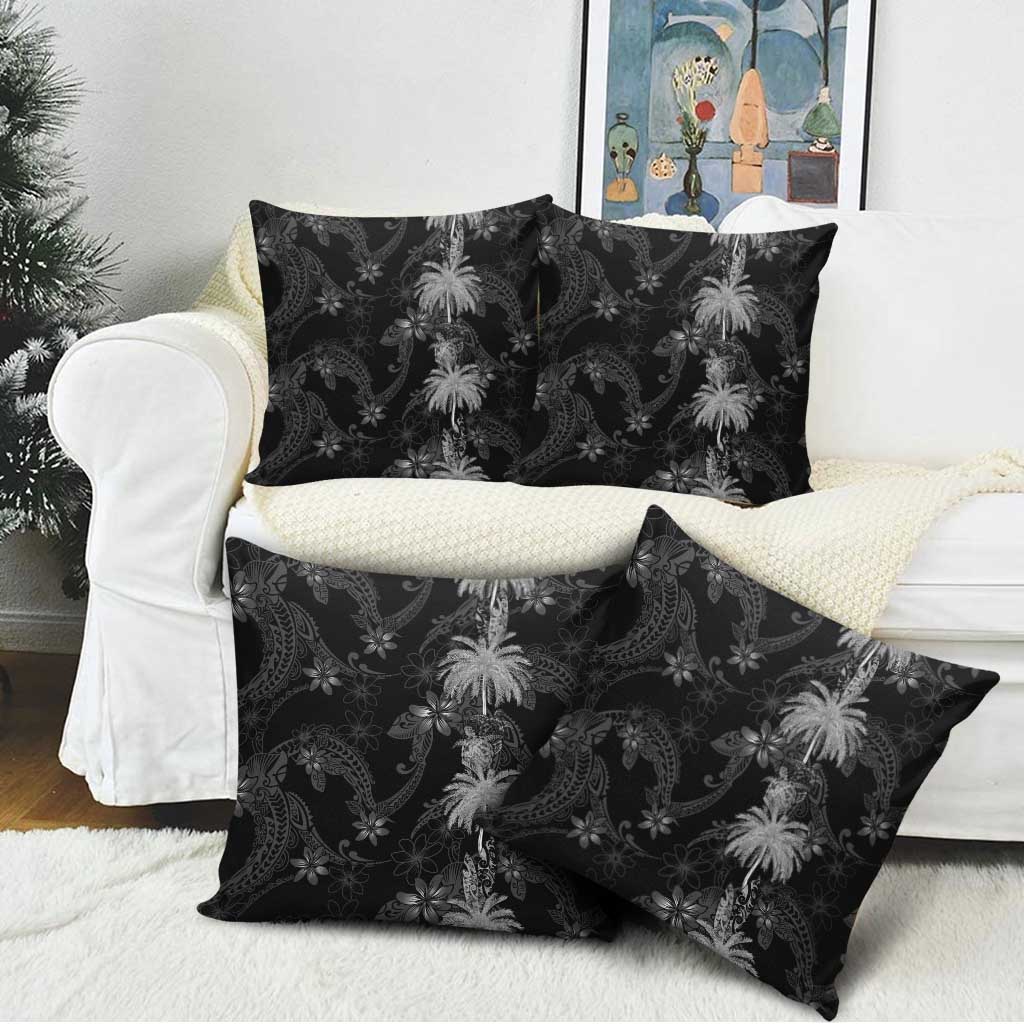 Hawaiian Honu And Surfboards Pillow Cover Silver Style - Polynesian Pride