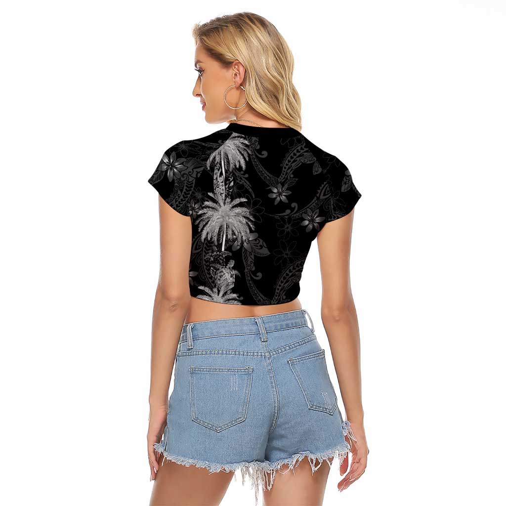 Hawaiian Honu And Surfboards Raglan Cropped T Shirt Silver Style - Polynesian Pride
