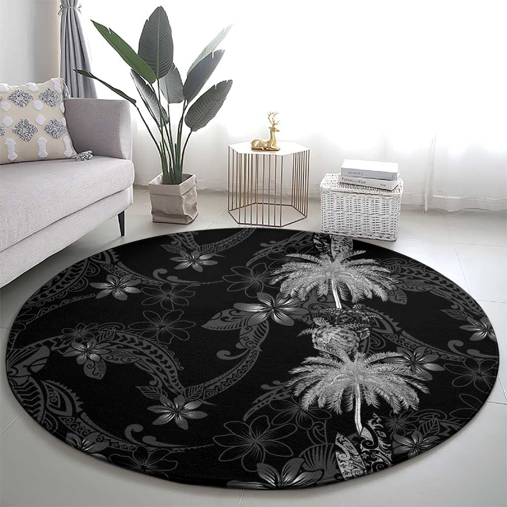 Hawaiian Honu And Surfboards Round Carpet Silver Style - Polynesian Pride