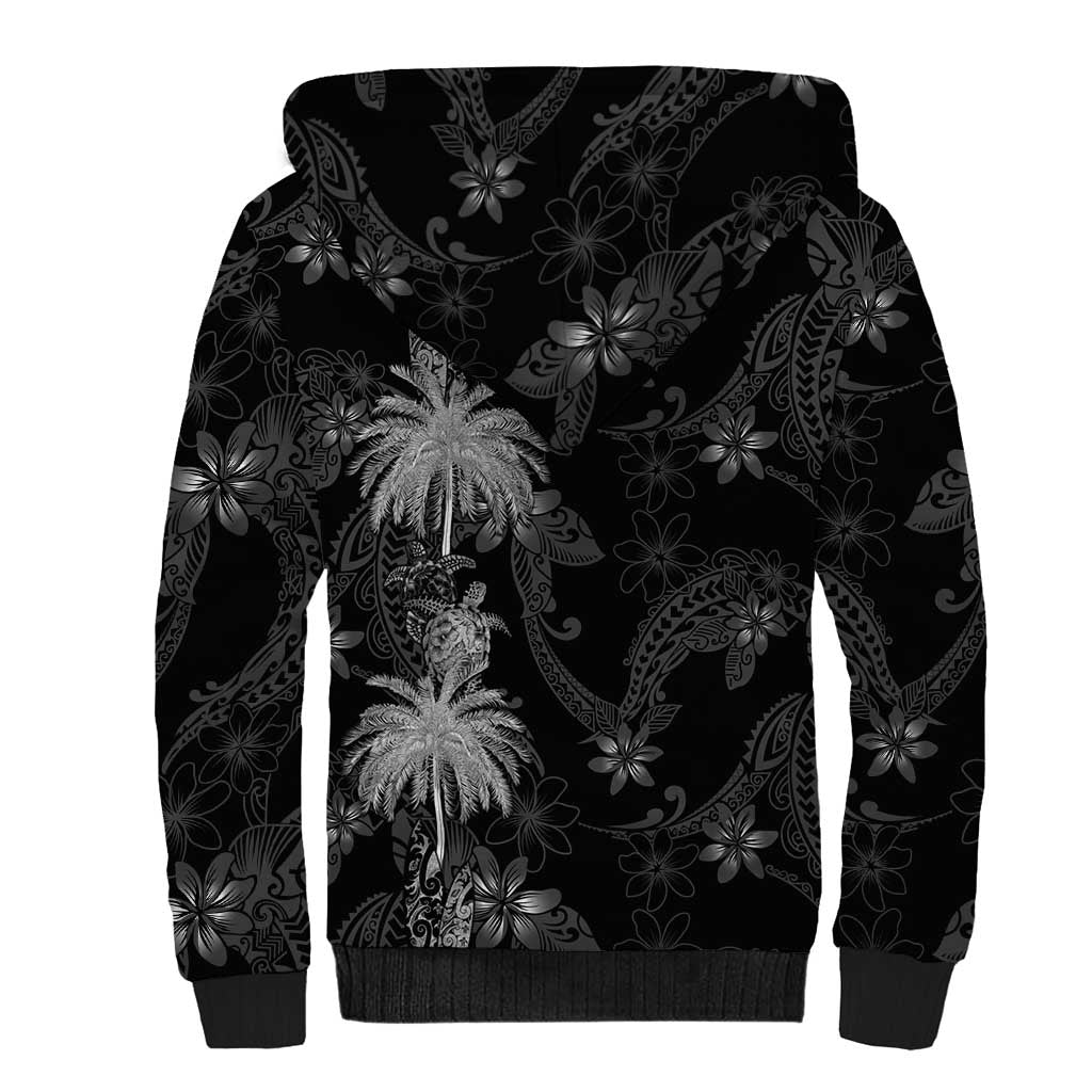 Hawaiian Honu And Surfboards Sherpa Hoodie Silver Style - Polynesian Pride