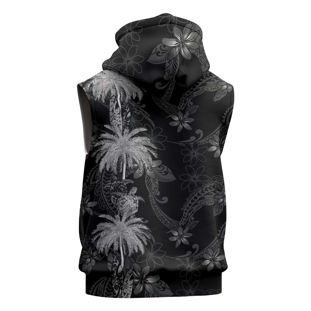 Hawaiian Honu And Surfboards Sleeveless Zip Hoodie Silver Style - Polynesian Pride