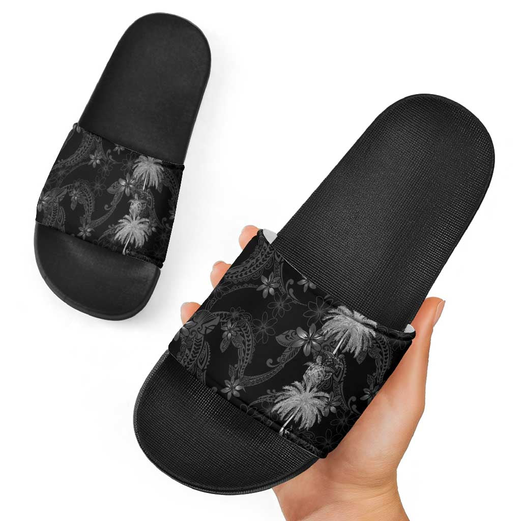Hawaiian Honu And Surfboards Slide Sandals Silver Style - Polynesian Pride