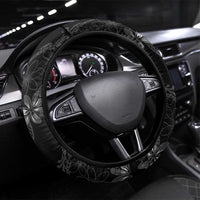 Hawaiian Honu And Surfboards Steering Wheel Cover Silver Style - Polynesian Pride