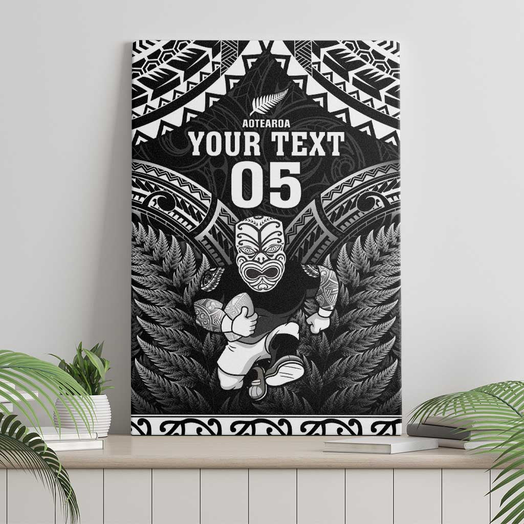 Custom New Zealand Maori Tiki Rugby Canvas Wall Art Go Aotearoa Maori Pattern