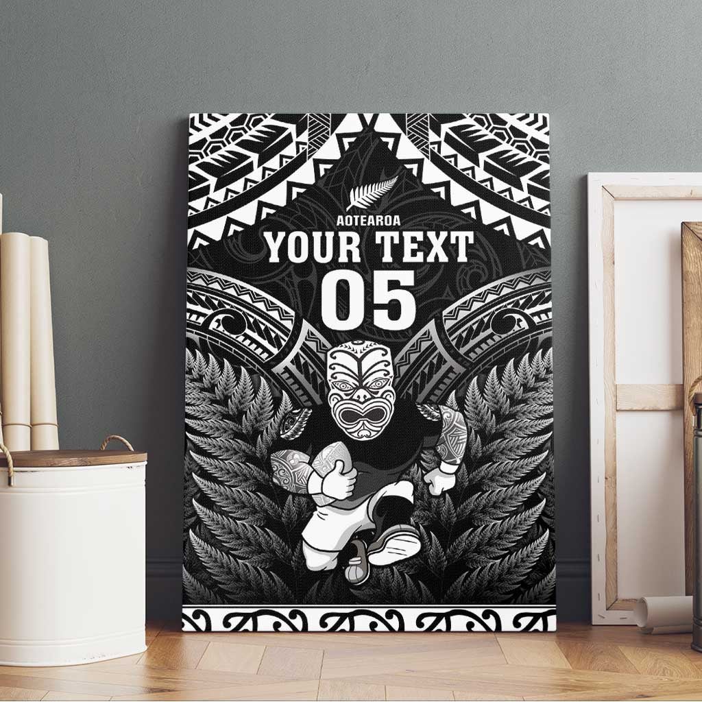 Custom New Zealand Maori Tiki Rugby Canvas Wall Art Go Aotearoa Maori Pattern