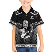 Custom New Zealand Maori Tiki Rugby Family Matching Tank Maxi Dress and Hawaiian Shirt Go Aotearoa Maori Pattern