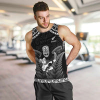 Custom New Zealand Maori Tiki Rugby Men Tank Top Go Aotearoa Maori Pattern LT05 Black - Polynesian Pride