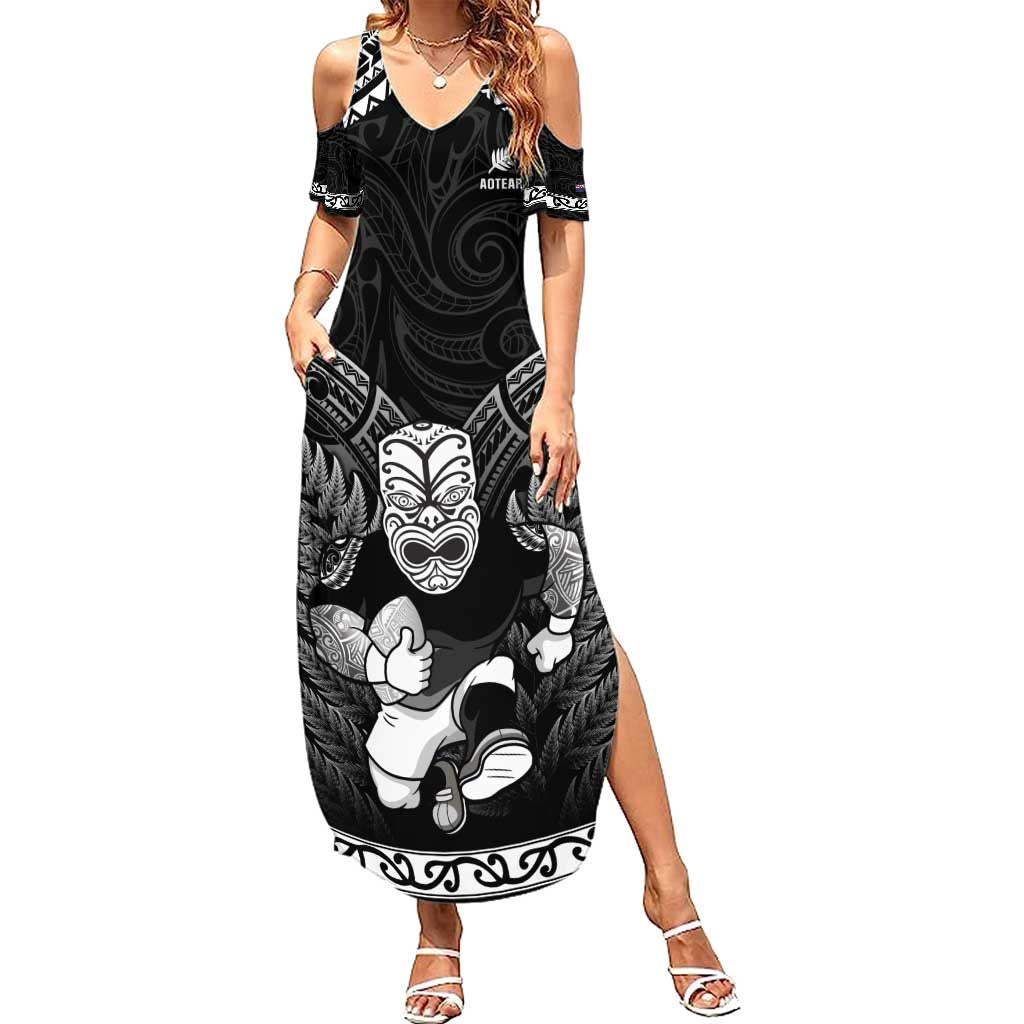 Custom New Zealand Maori Tiki Rugby Summer Maxi Dress Go Aotearoa Maori Pattern