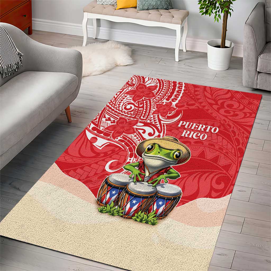 Puerto Rico Area Rug Coqui Frog With Polynesian Pattern - Polynesian Pride