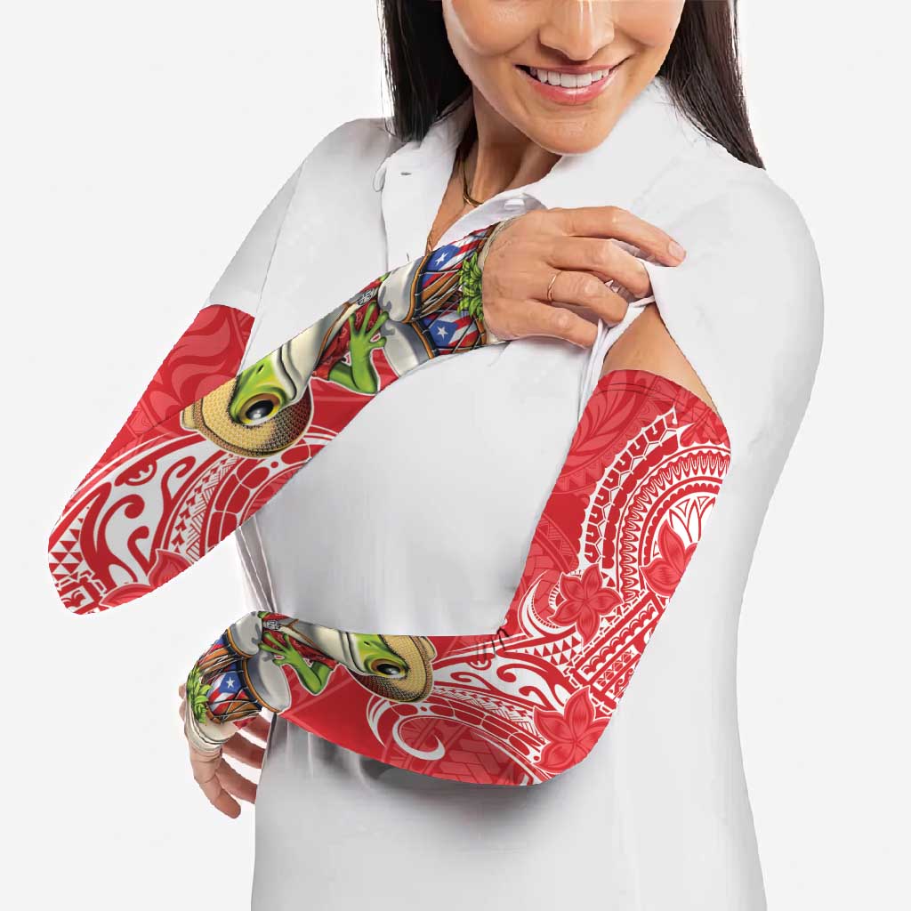 Puerto Rico Arm Sleeves Coqui Frog With Polynesian Pattern - Polynesian Pride