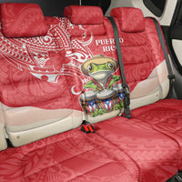 Puerto Rico Back Car Seat Cover Coqui Frog With Polynesian Pattern - Polynesian Pride